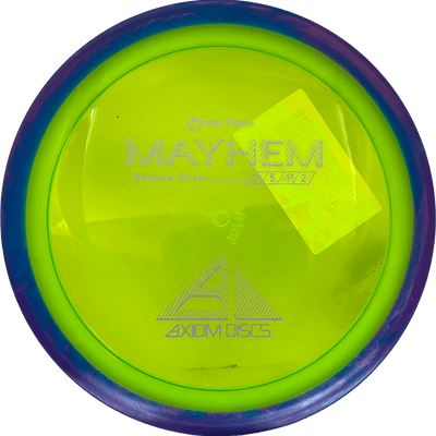 Axiom Mayhem Axiom Mayhem - Proton / 167g - Highlighter Yellow w/ Blue/Purple Marble Rim (Gray) - Skyline Disc Golf