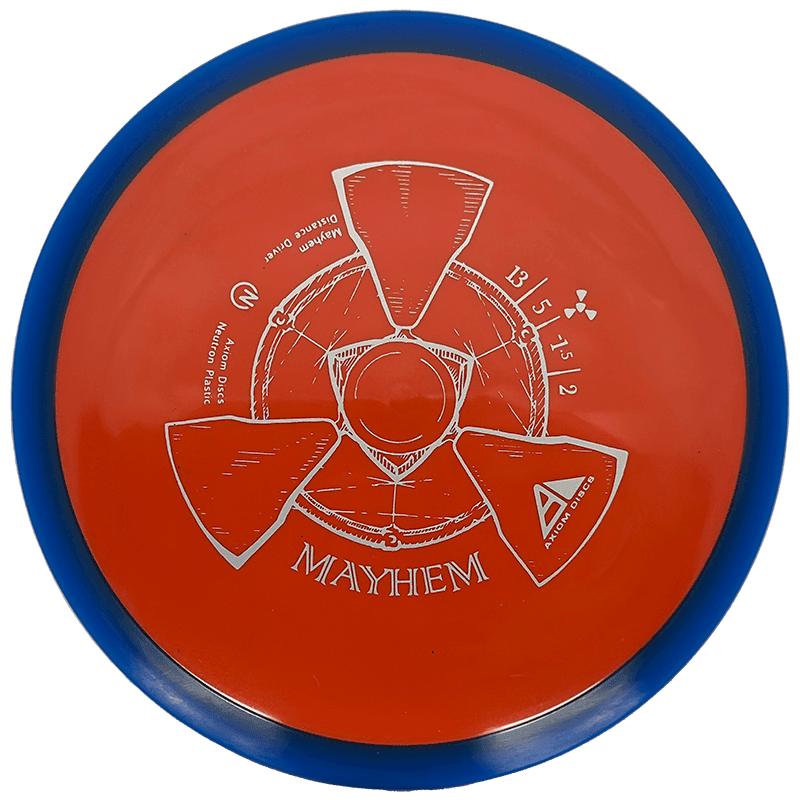172g - Orange w/ Blue Rim (Gray) Neutron Axiom Mayhem - Skyline Disc Golf