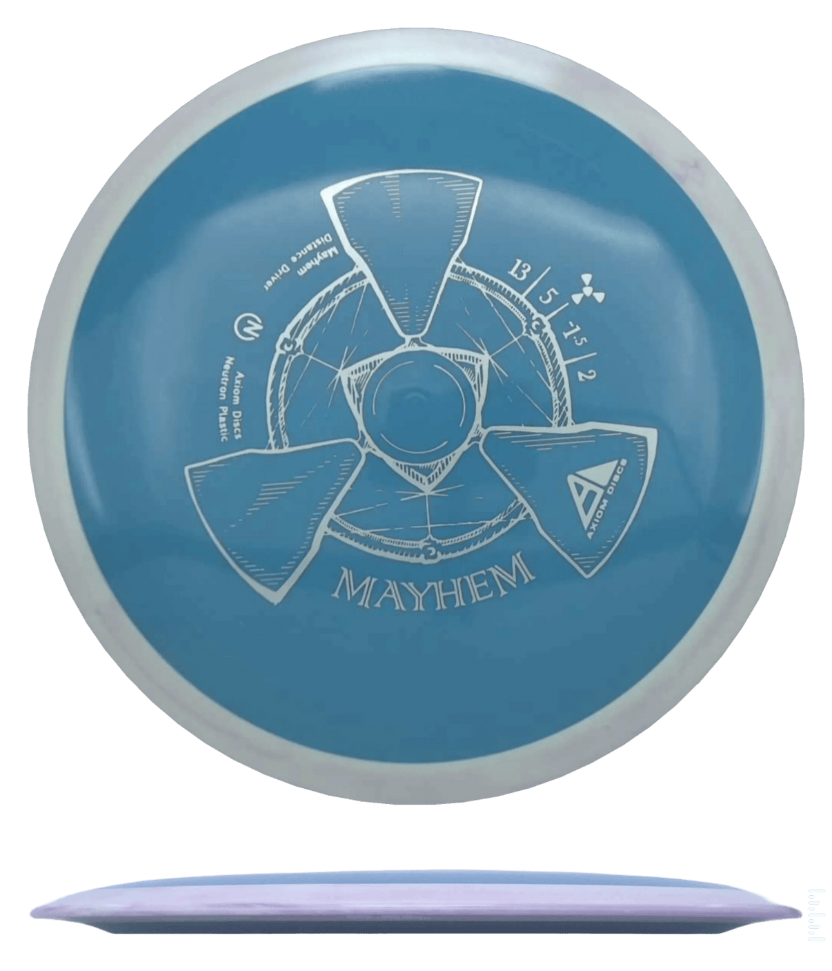 173g - Pastel Blue w/ White/Lavender Marble Rim (Silver) Neutron Axiom Mayhem - Skyline Disc Golf