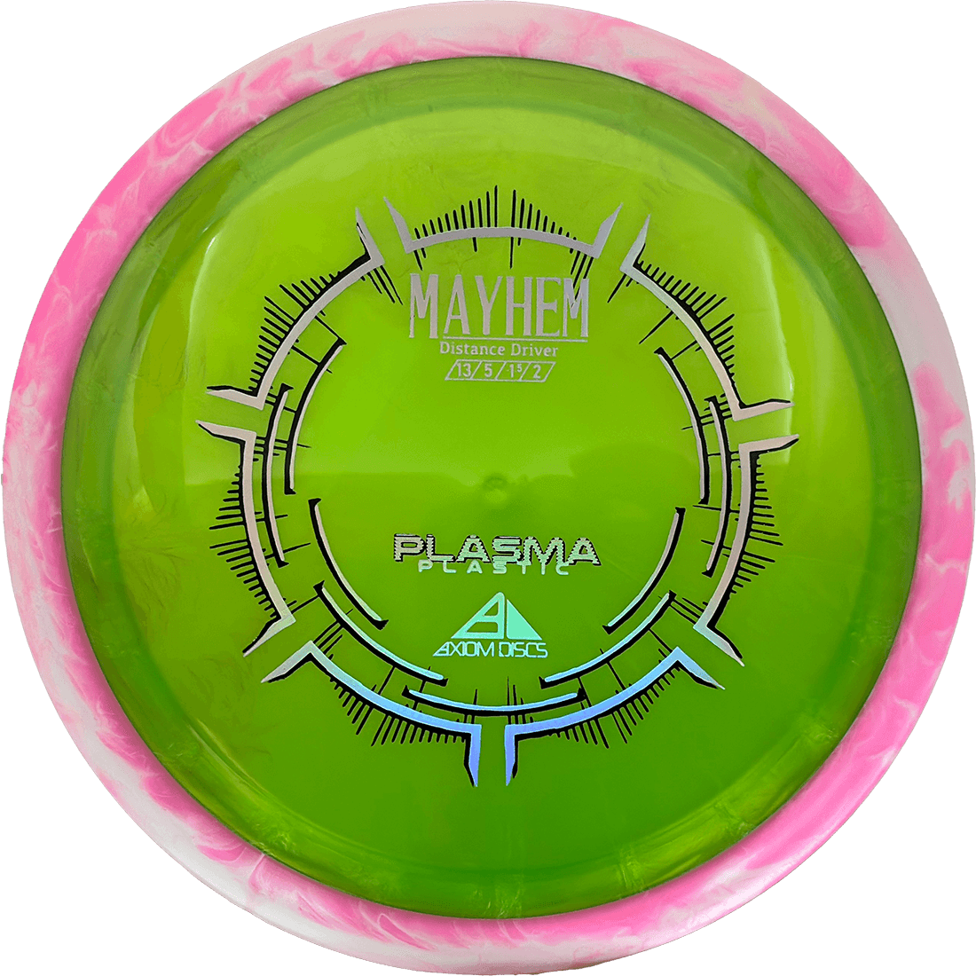 Axiom Mayhem Axiom Mayhem - Plasma / 168g - Lime Green w/ Hot Pink/White Marble Rim (Chrome) - Skyline Disc Golf