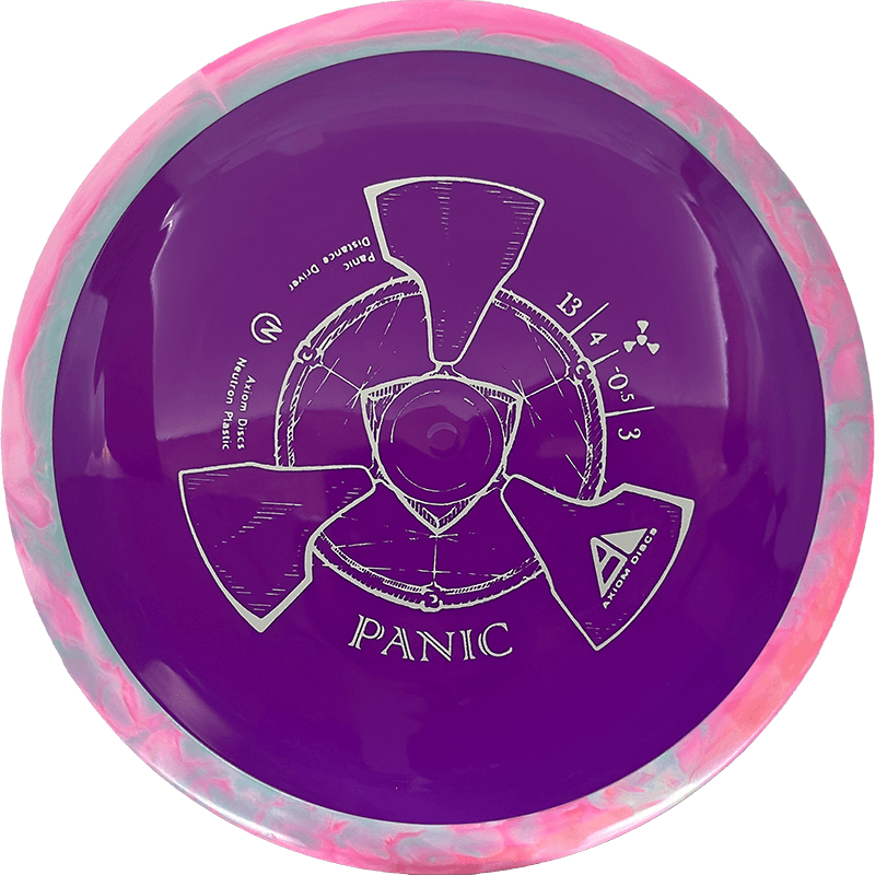 Axiom Panic Axiom Panic - Neutron / 174g - Purple w/ Pink/Gray Marble Rim (Gray) - Skyline Disc Golf