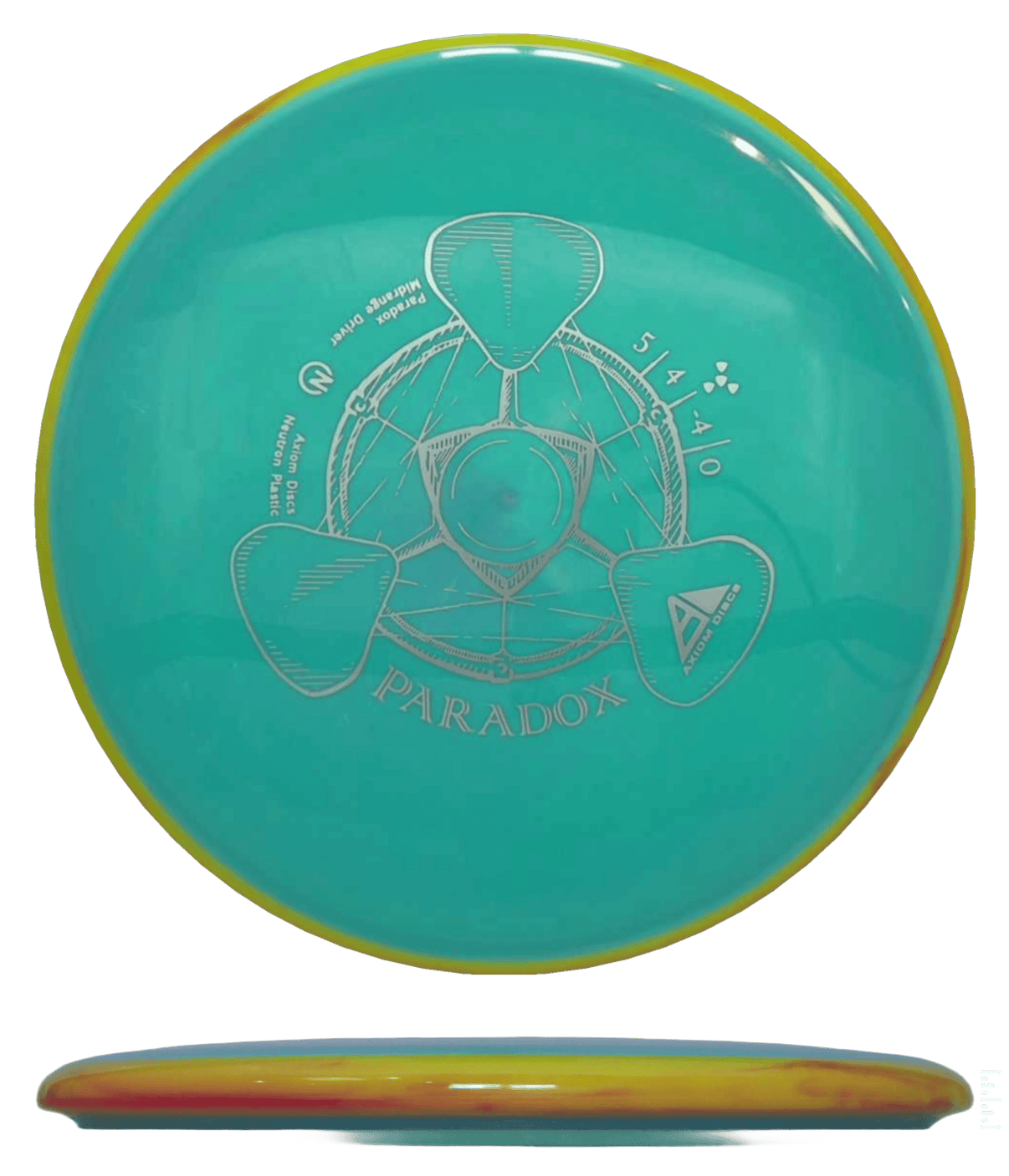 169g - Teal w/ Yellow/Orange Marble Rim (Silver) Neutron Axiom Paradox - Skyline Disc Golf