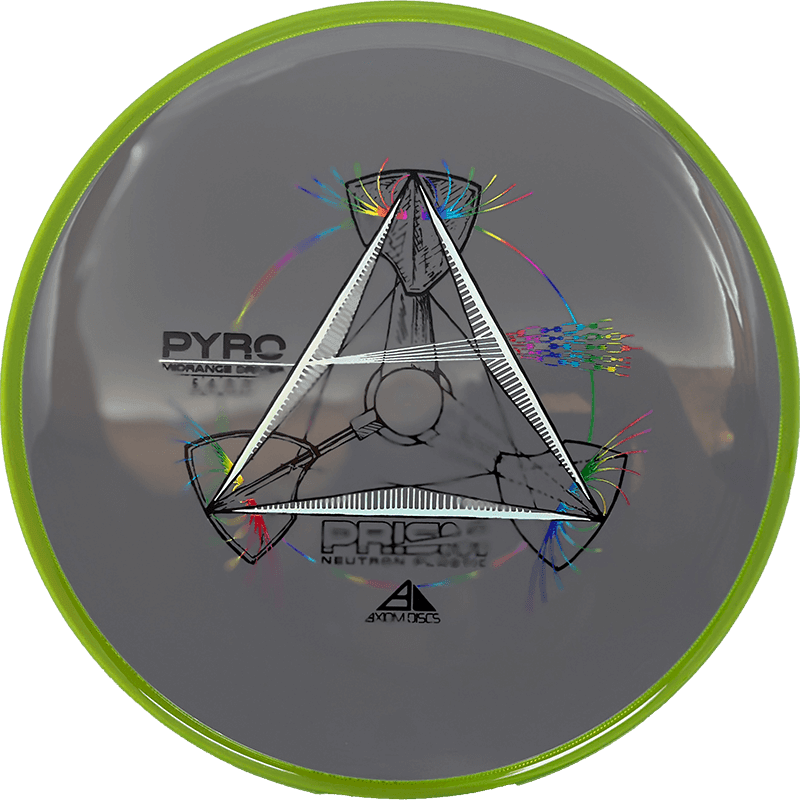 173g - Gray w/ Yellow Green Rim (Rainbow/Chrome) Prism Neutron Axiom Pyro - Skyline Disc Golf
