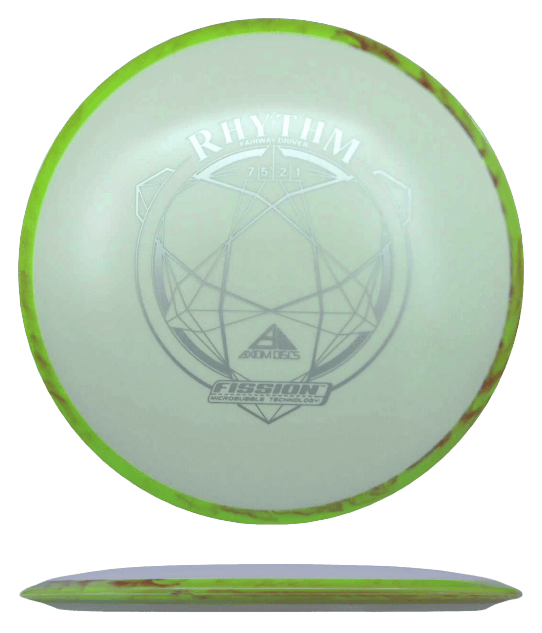 Axiom Rhythm Axiom Rhythm - Fission / 164g - Off-White w/ Chartreuse/Red Marble Rim (Gray) - Skyline Disc Golf