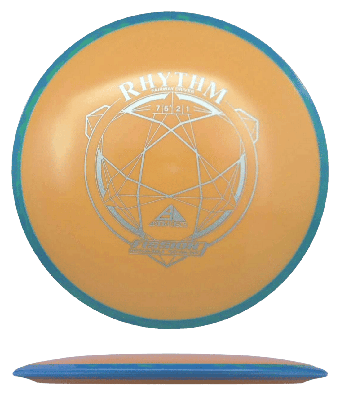 167g - Orange - ish w/ Blue - ish Rim (Gray) Fission Axiom Rhythm - Skyline Disc Golf