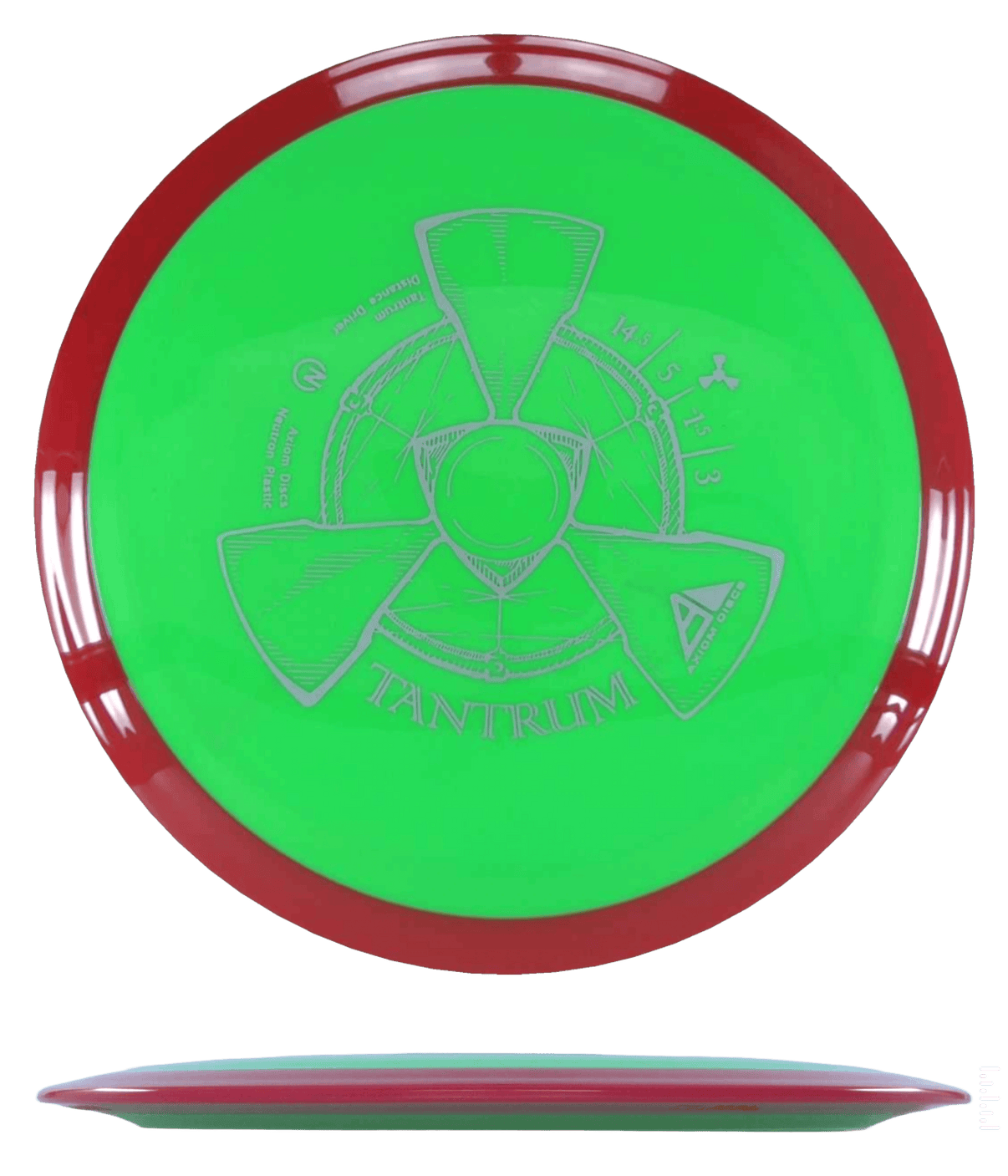172g - Green w/ Red Rim (Gray) Neutron Axiom Tantrum - Skyline Disc Golf