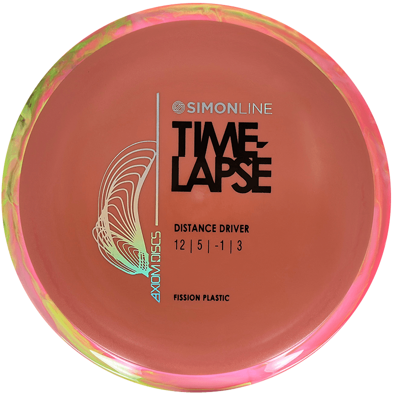 Axiom Time-Lapse Axiom Time-Lapse - Fission / 159g - Red-ish w/ Pink/Dirty Yellow Marble Rim (Chrome) - Skyline Disc Golf