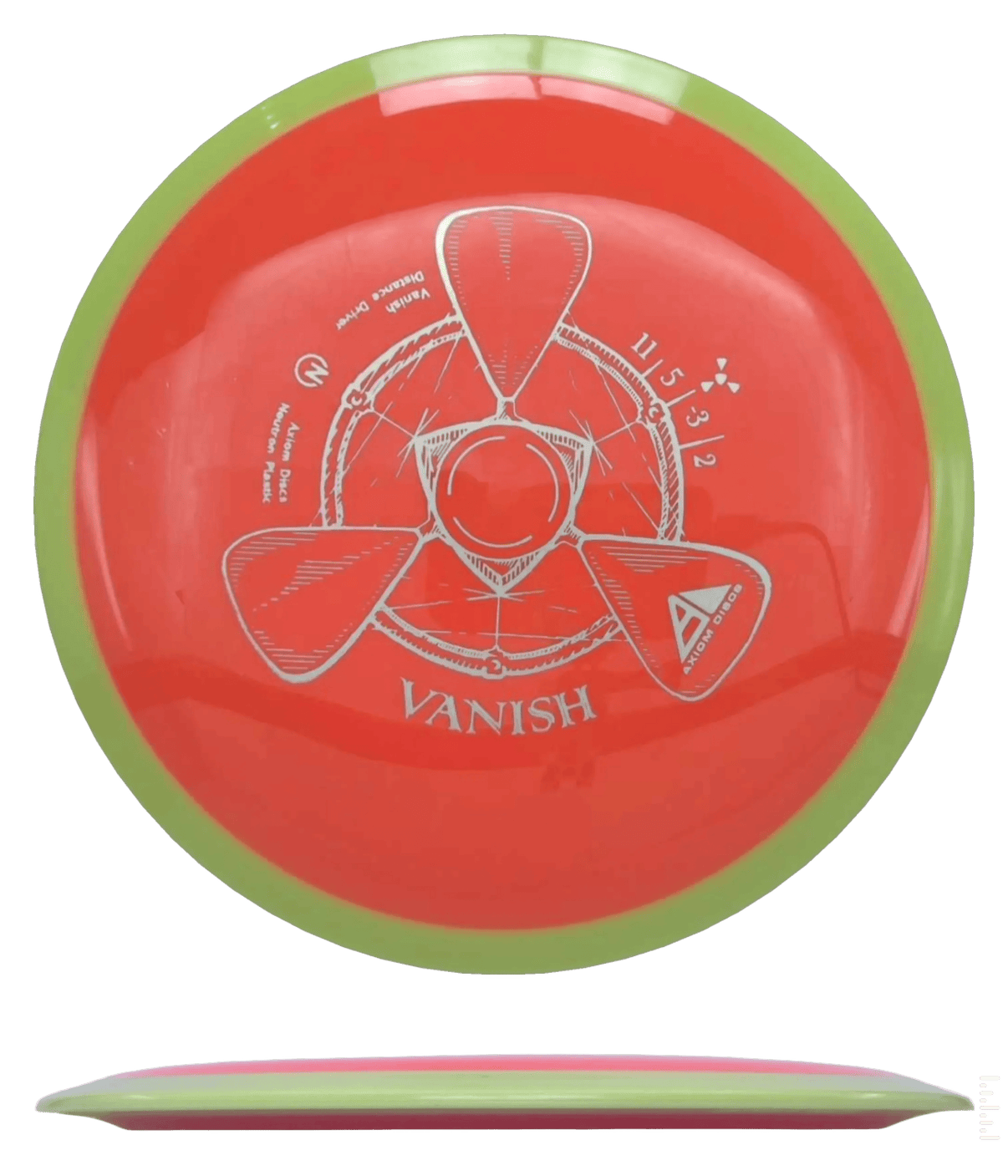 174g - Bright Orange w/ Mustard Rim (Silver) Neutron Axiom Vanish - Skyline Disc Golf