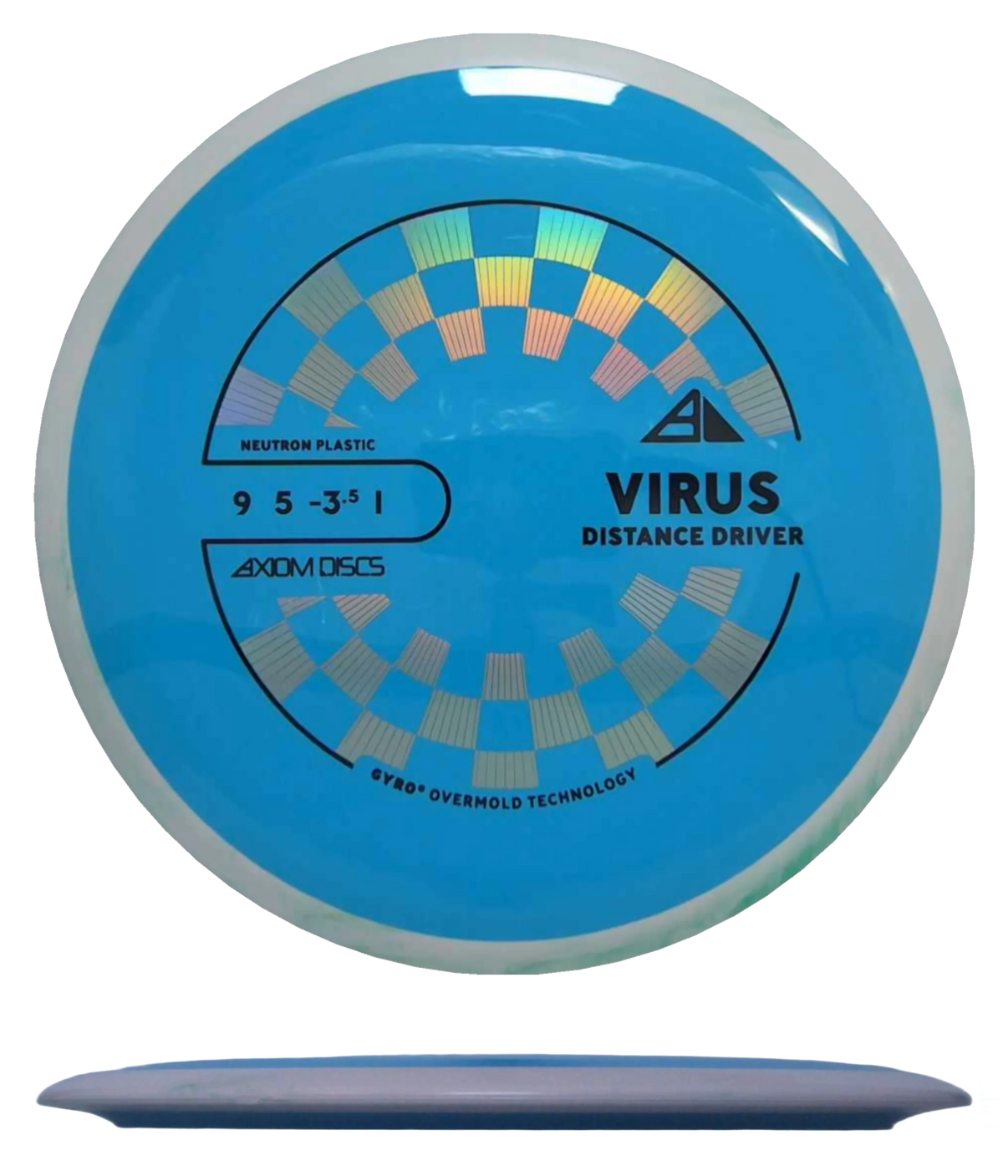 Axiom Virus - Neutron / 167g - Sky Blue w/ White Marble Rim (Black/Chrome) - Skyline Disc Golf