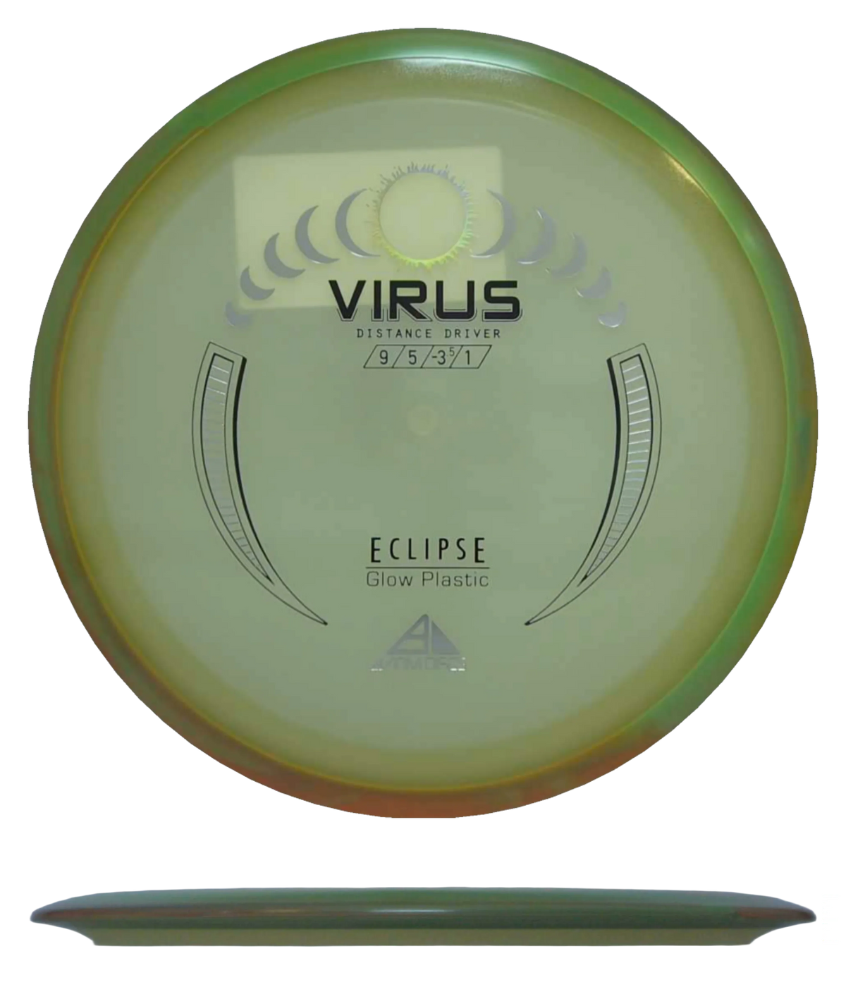 Axiom Virus - Eclipse / 168g - Glow w/ Lime Marble Rim (Black/Chrome) - Skyline Disc Golf