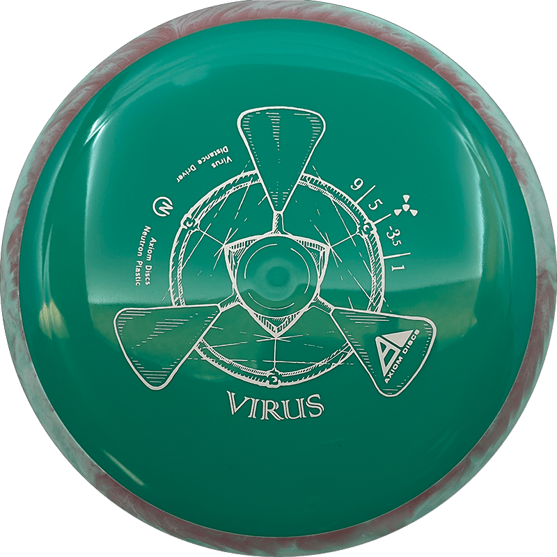 Axiom Virus Axiom Virus - Neutron / 166g - Green w/ Mauve/Mint Marble Rim (Gray) - Skyline Disc Golf