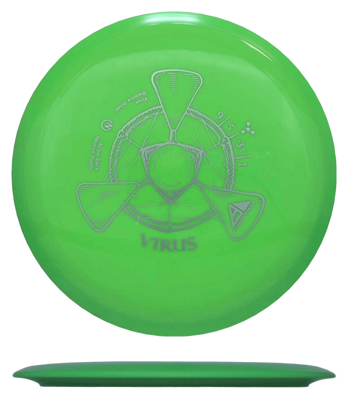 167g - Lime w/ Lime Rim (Silver) Neutron Axiom Virus - Skyline Disc Golf