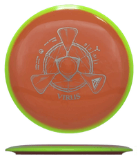 158g - Orange w/ Yellow Rim (Silver) Neutron Axiom Virus - Skyline Disc Golf
