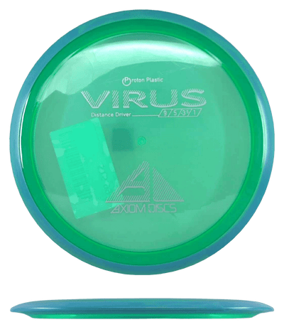 Axiom Virus Axiom Virus - Proton / 168g - Green w/ Blue-ish Marble Rim (Gray) - Skyline Disc Golf