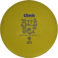 172g - Yellow (Royal Blue Foil) Softy Clash Discs Butter - Skyline Disc Golf