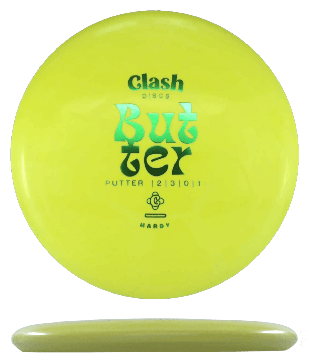 Clash Discs Butter - Hardy / 166g - Yellow (Green Foil) - Skyline Disc Golf