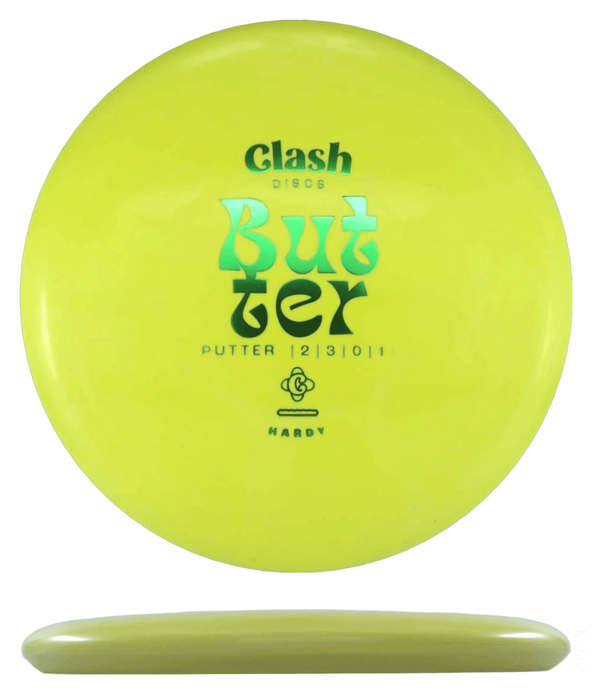 Clash Discs Butter - Hardy / 166g - Yellow (Green Foil) - Skyline Disc Golf