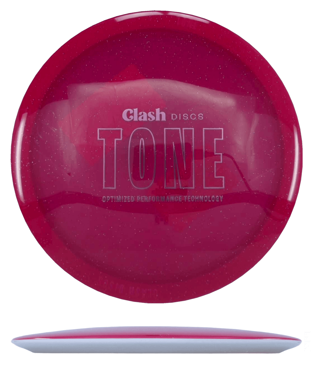172g - Red Glitter (Pink Foil) TONE Clash Discs Cookie - Skyline Disc Golf