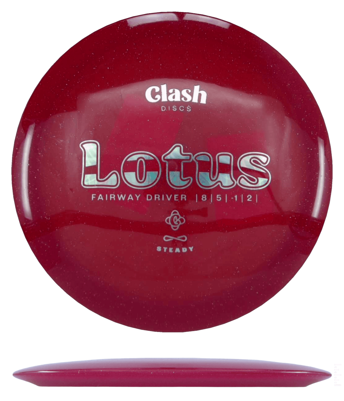 Clash Discs Lotus - Steady / 176g - Red Glitter (Chrome) - Skyline Disc Golf