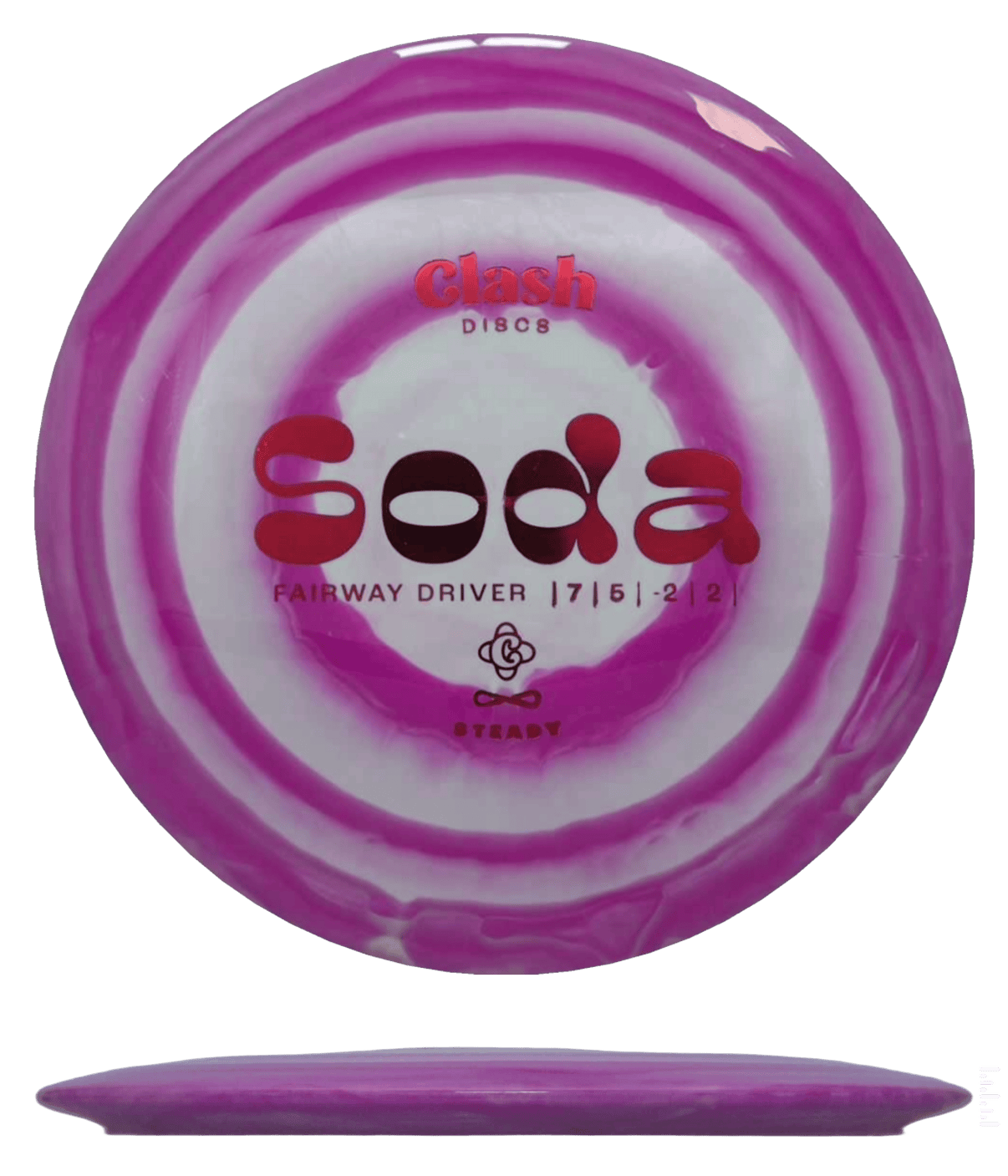 174g - Magenta Swirl (Red Foil) Steady Ring Clash Discs Soda - Skyline Disc Golf
