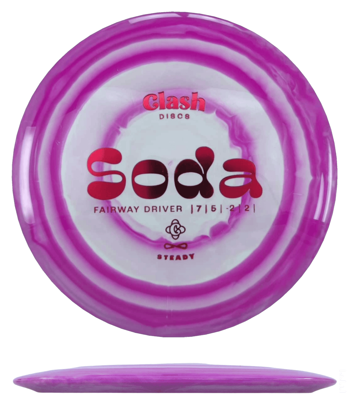 176g - Magenta Swirl (Red Foil) Steady Ring Clash Discs Soda - Skyline Disc Golf