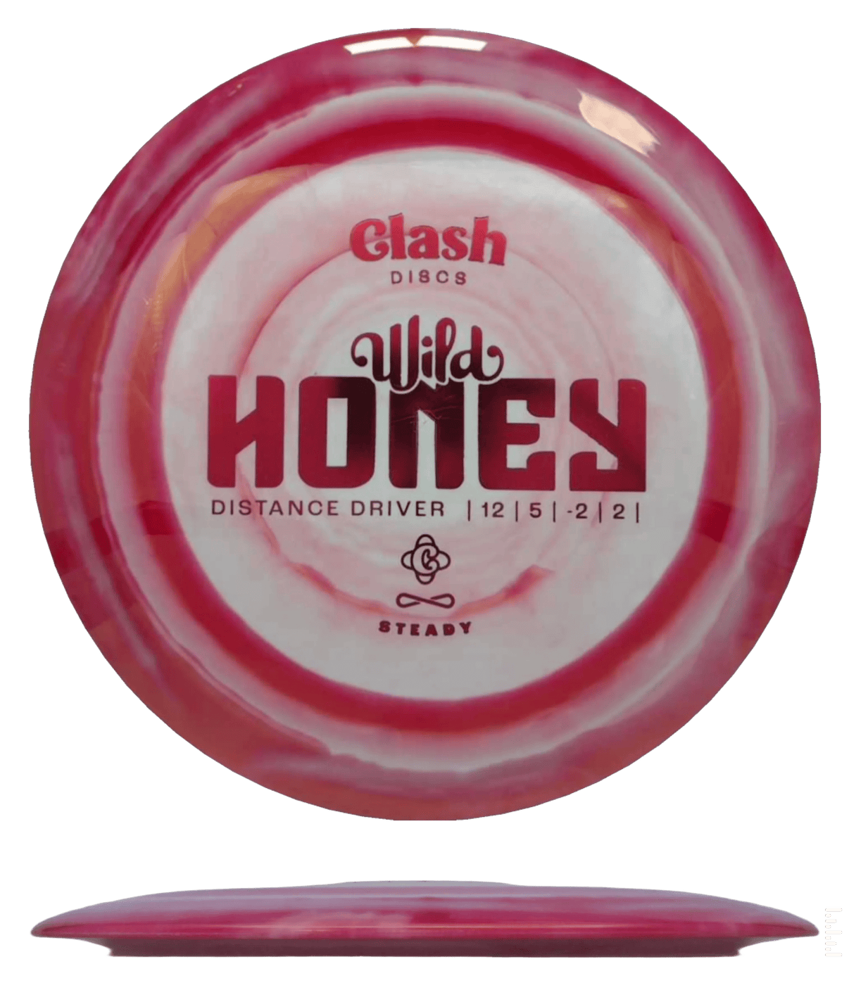 174g - Red Swirl (Red Foil) Steady Ring Clash Discs Wild Honey - Skyline Disc Golf
