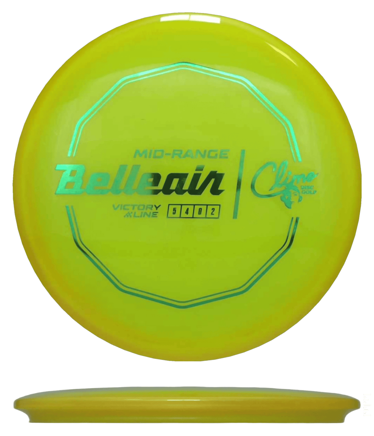 176g - Yellow (Green Foil) Victory Line Climo Discs Belleair - Skyline Disc Golf