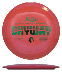 159g - Red Orange Melon Swirl (Green Foil) Signature Line Climo Discs Skyway - Skyline Disc Golf