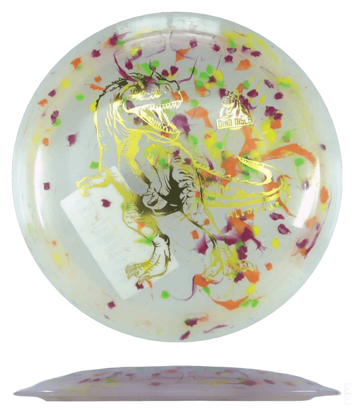 Dino Discs Allosaurus - Egg Shell / Unstamped - Clear (Gold) *003* - Skyline Disc Golf