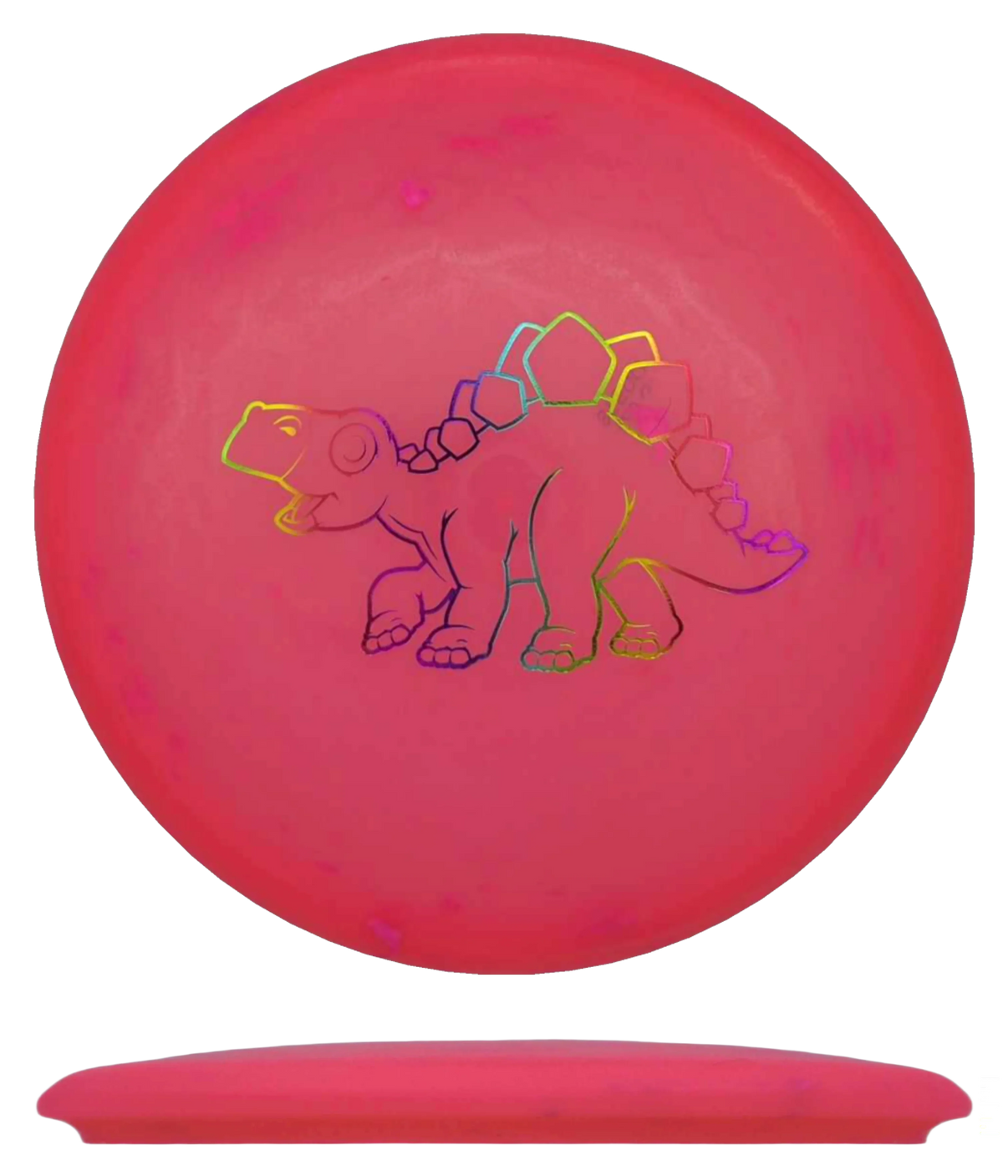 Dino Discs Stegosaurus - Egg Shell / 126g - Hot Pink (Rainbow Foil) - Skyline Disc Golf