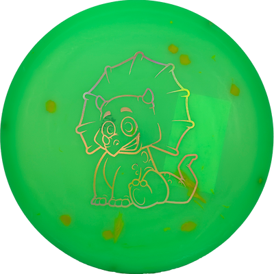 Dino Discs Triceratops Dino Discs Triceratops - Egg Shell / 121g - Lime Green (Gold Chrome) - Skyline Disc Golf