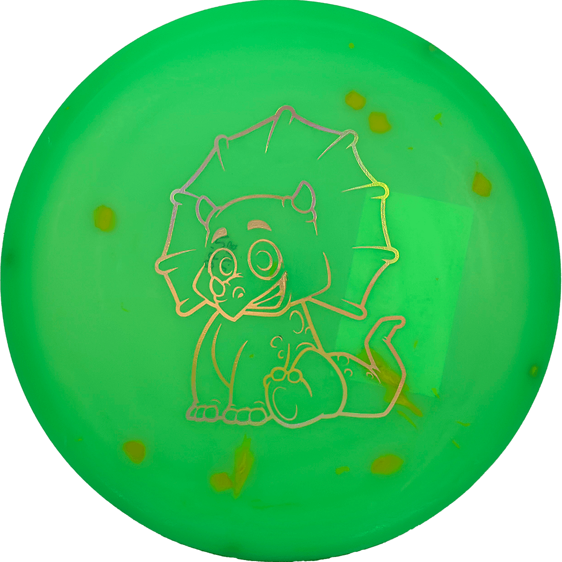 Dino Discs Triceratops Dino Discs Triceratops - Egg Shell / 121g - Lime Green (Gold Chrome) - Skyline Disc Golf