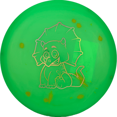 Dino Discs Triceratops Dino Discs Triceratops - Egg Shell / 121g - Lime Green (Gold Chrome) - Skyline Disc Golf