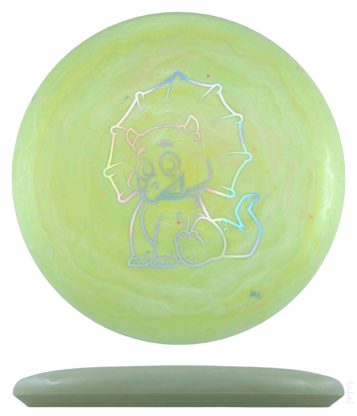Dino Discs Triceratops - Egg Shell / 125g - Pea Green (Chrome) - Skyline Disc Golf