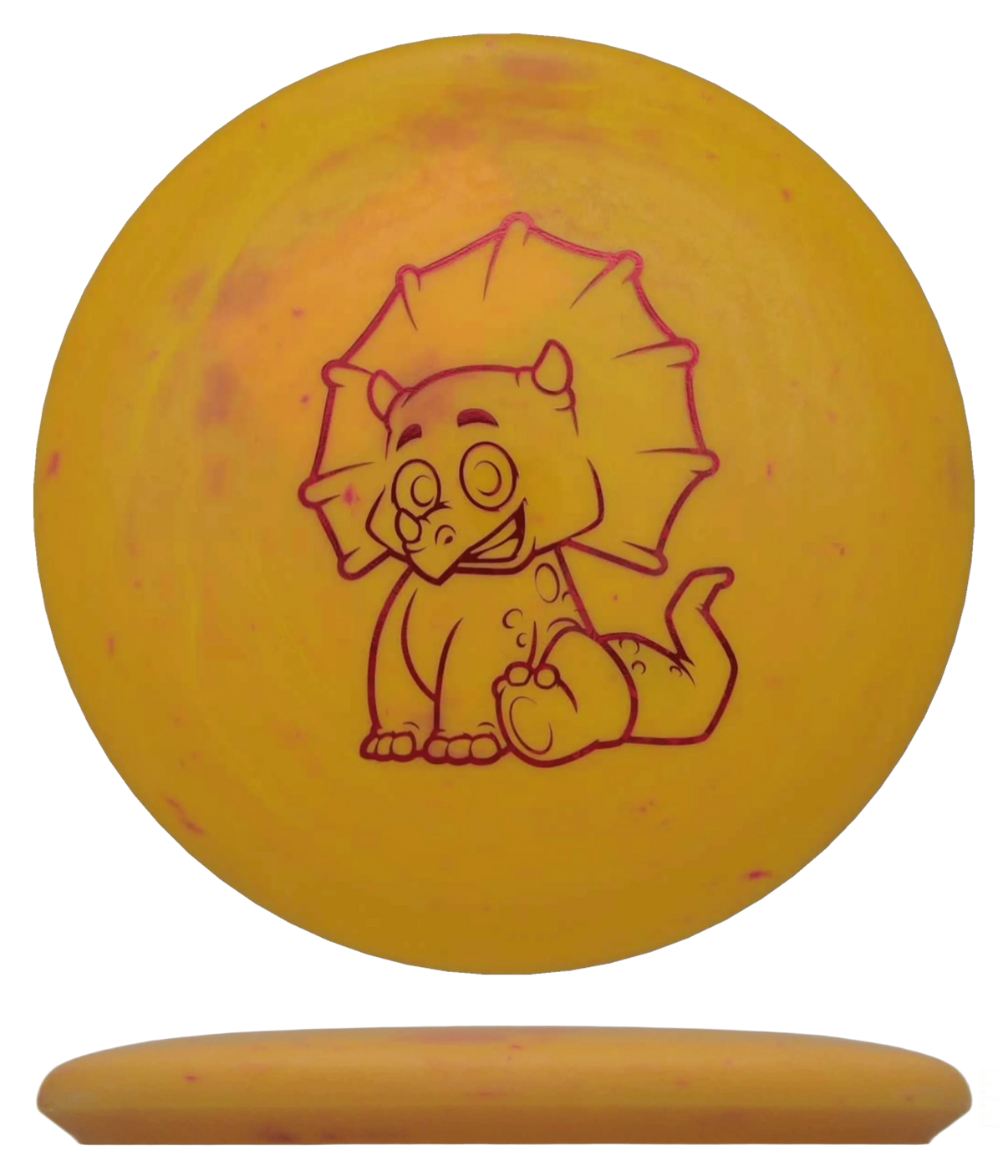 Dino Discs Triceratops - Egg Shell / 123g - Mango (Red Shatter) - Skyline Disc Golf