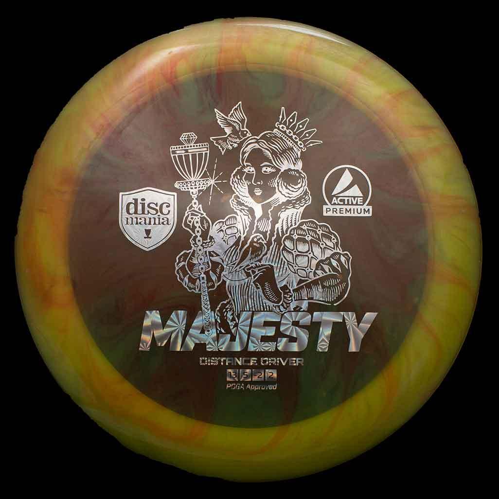 Discmania Majesty - Dyed Discmania Majesty - Dyed - Active Premium / 165-170g - Yellow/Red Swirl (DGB Dyes) - Skyline Disc Golf