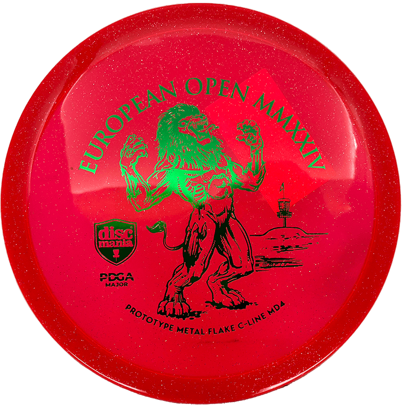 Discmania MD4 Discmania MD4 - Prototype Metal Flake C-Line / 178g - Red (Green Foil - EO2024 Fundraiser) - Skyline Disc Golf