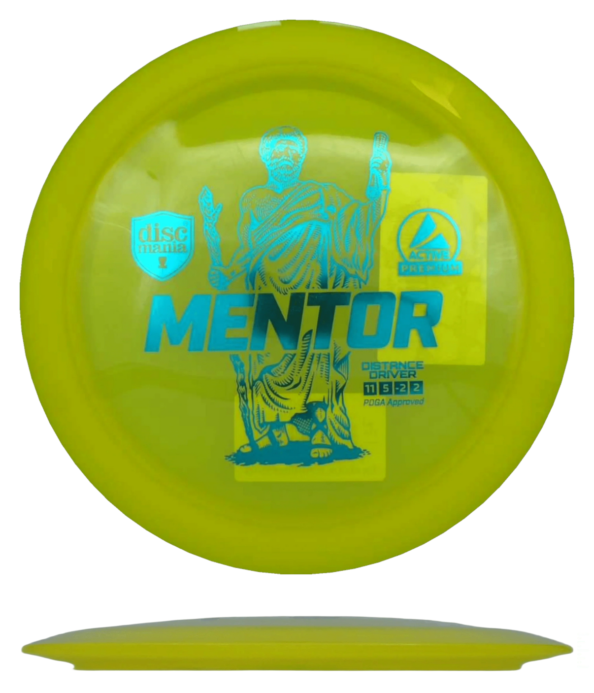 Discmania Mentor - Active Premium / 165-69g - Yellow (Blue Foil) *331* - Skyline Disc Golf