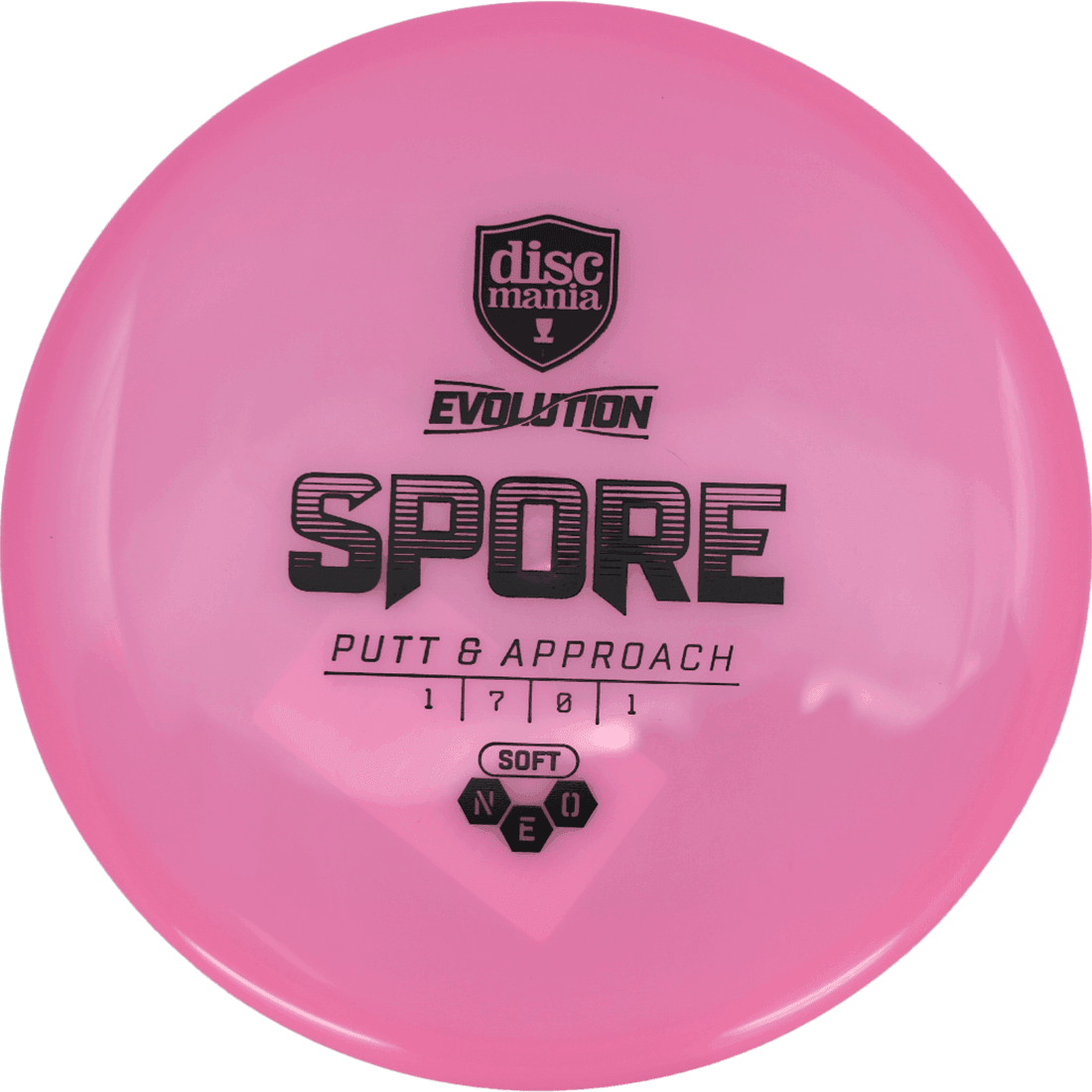 158g - Pink (Black) Soft Neo Discmania Spore - Skyline Disc Golf