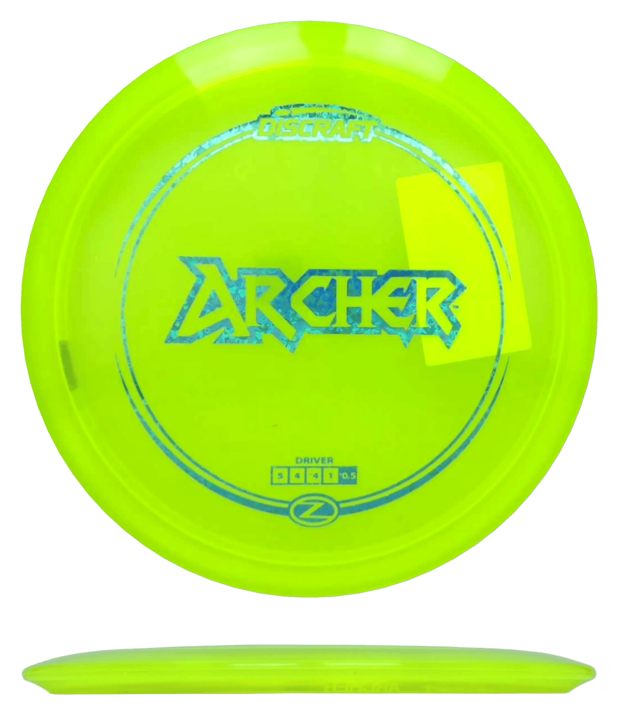 167 - 69g - Highlighter Yellow (Blue Hearts) *103* Z Line Discraft Archer - Skyline Disc Golf