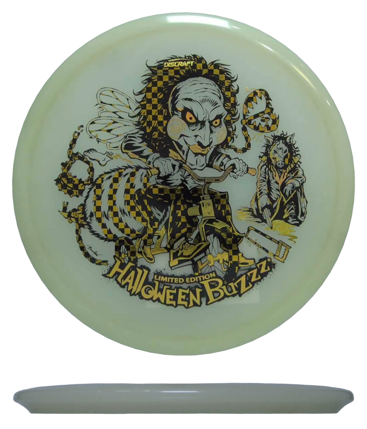 Discraft Buzzz - Mega Glow / 170-72g - Glow (Gold Checkerboard/Gold Glitter - 2026 Halloween Edition) - Skyline Disc Golf