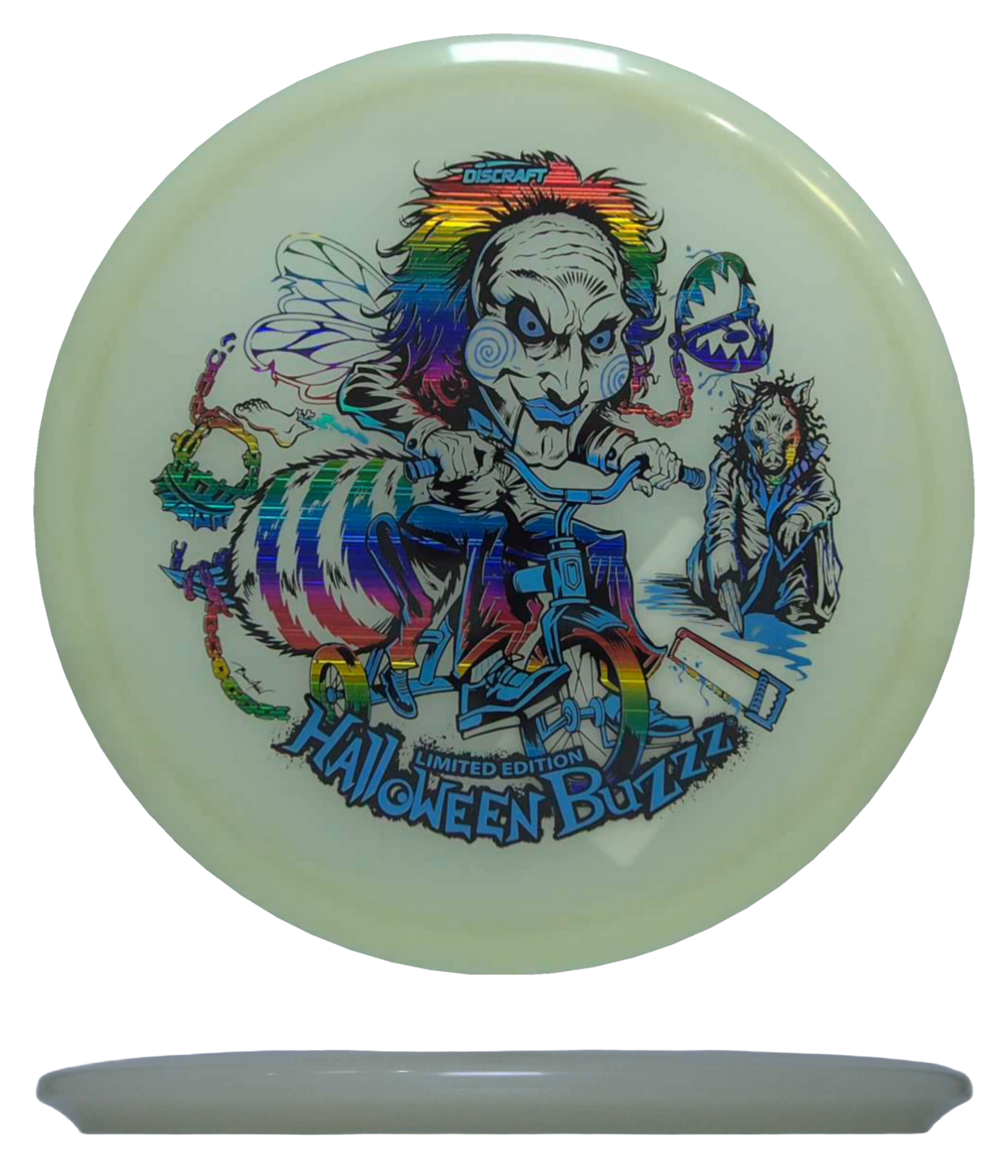 Discraft Buzzz - Mega Glow / 170-72g - Glow (Rainbow Foil/Blue Chrome - 2026 Halloween Edition) - Skyline Disc Golf