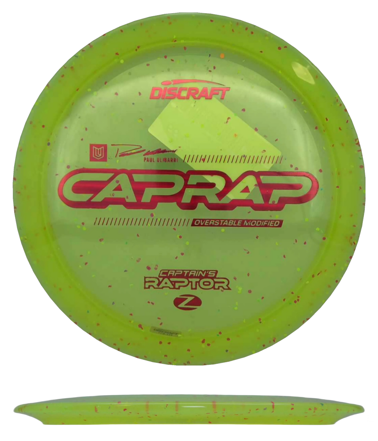 Discraft Captain's Raptor - Z Sparkle / 173-74g - Chartreuse (Red Chrome) - Skyline Disc Golf