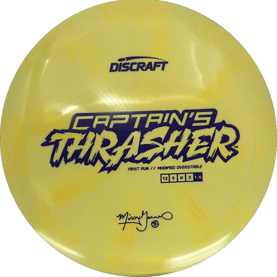 Discraft Captain's Thrasher Discraft Captain's Thrasher - Special Blend ESP - First Run / 173-74g - Banana Burst (Navy Blue) - Skyline Disc Golf