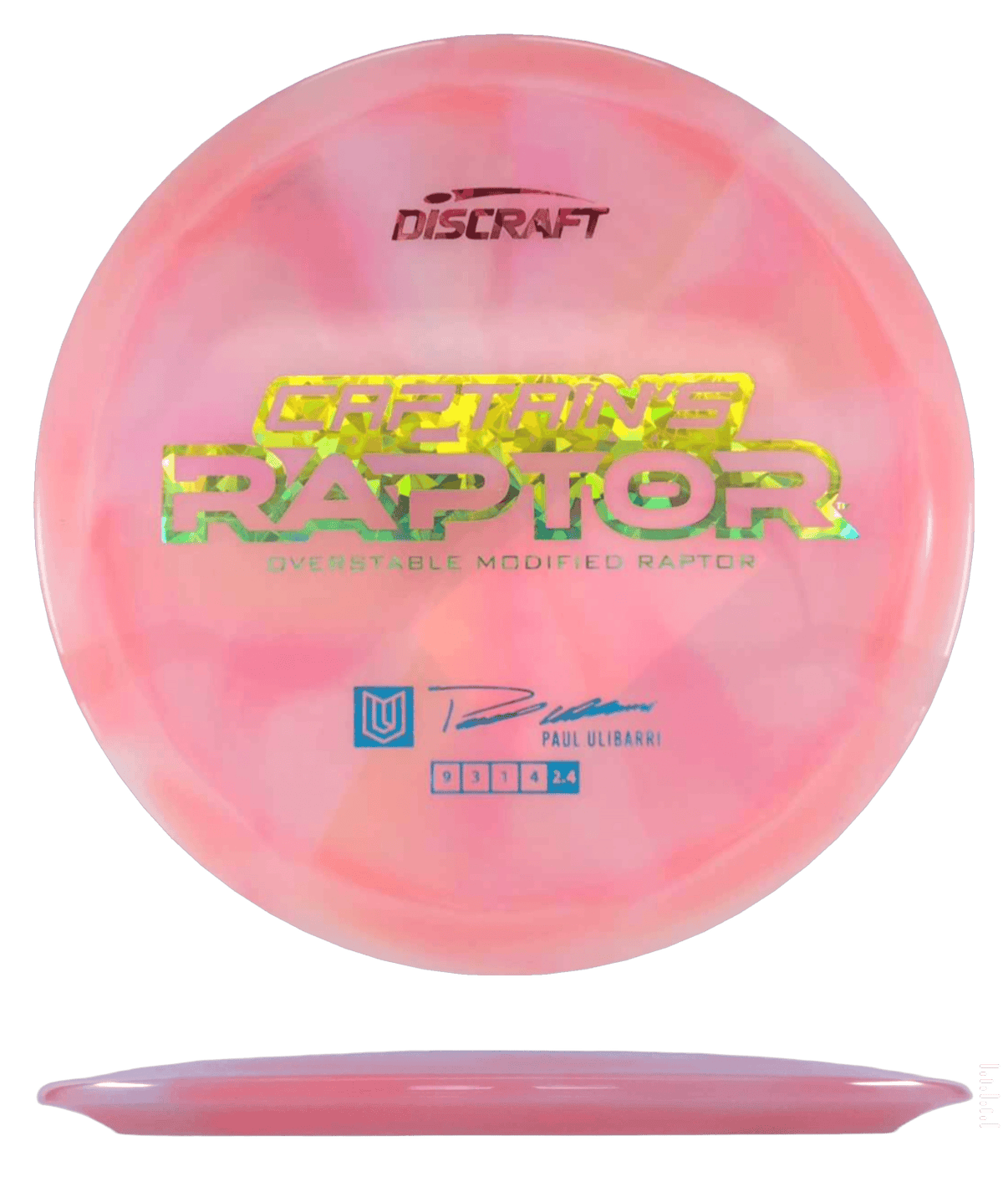 173 - 74g - Pink/Peach (Rainbow Shatter) Z Swirl Discraft Captain's Raptor - Skyline Disc Golf