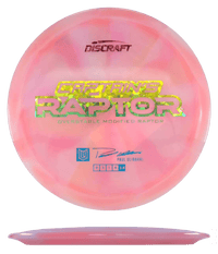 173 - 74g - Pink/Peach (Rainbow Shatter) Z Swirl Discraft Captain's Raptor - Skyline Disc Golf