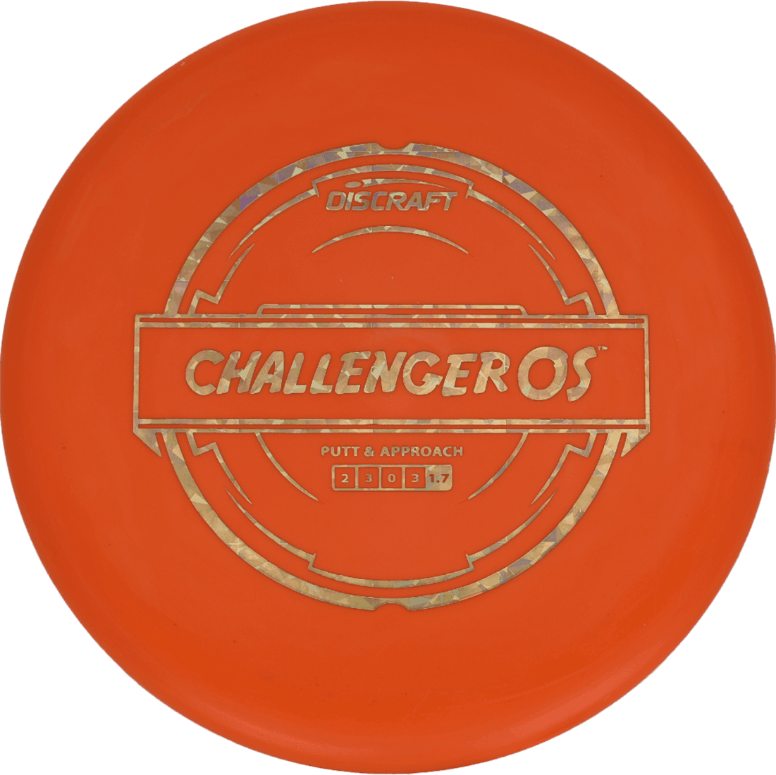 171g - Orange (Gold Shatter) Putter Line Discraft Challenger OS - Skyline Disc Golf