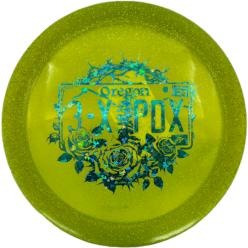 Discraft Drive Discraft Drive - CryZtal Sparkle - 3x PDX Champion / 164-66g - Dirty Lime (Blue Shamrocks) - Skyline Disc Golf