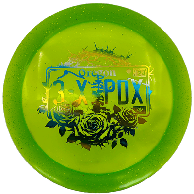 Discraft Drive Discraft Drive - CryZtal Sparkle - 3x PDX Champion / 170-72g - Lime Green (Blue/Yellow/Silver Foil) - Skyline Disc Golf