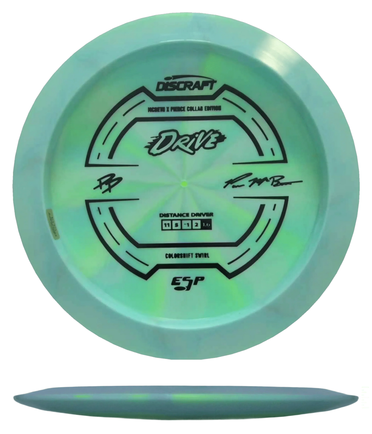 Discraft Drive - ESP Swirl - Paul McBeth x Paige Pierce Collab Edition / 170-72g - Cantaloupe/Lime Swirl (Aqua Bottom Stamp) - Skyline Disc Golf